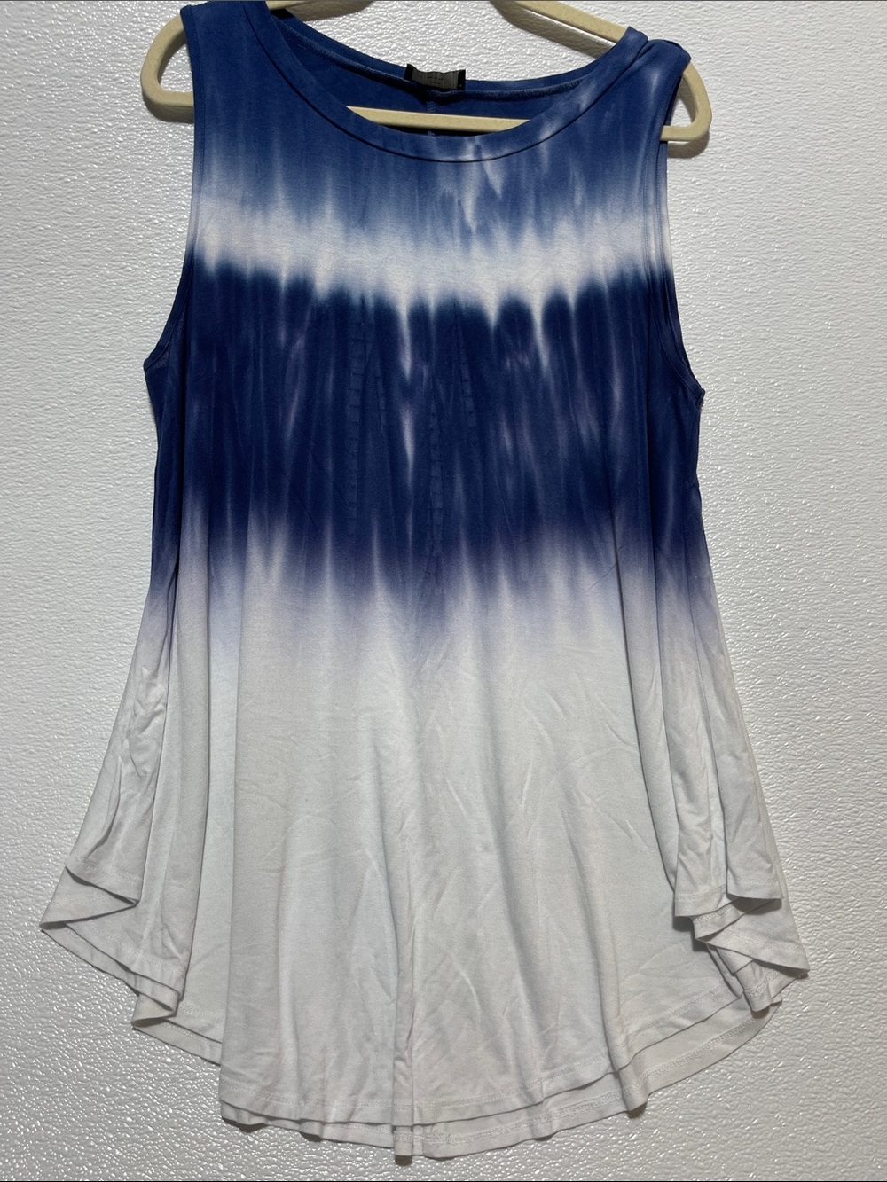 Lane Bryant Navy and White Ombre Tank Swing Top